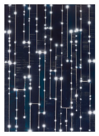 Katsumi Hayakawa Lights in Blue, 2019 pigment, acrylic on paper mounted panel 23 1/2 x 16 1/2 inches
