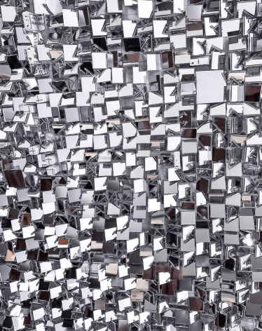 Detail image of Reflection SQ, paper and mixed media on wood panel