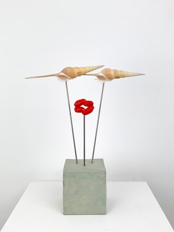 Katarzyna Przezwańska  Untitled, 2019 clay, peanut pods, paint, shells, metal 12 5/8 x 10 1/4 x 3 1/2 inches