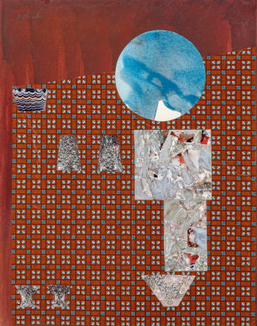 Dorothy Hood  Crystals and The Blue World, 1982-1997  collage on mat  20 x 16 inches