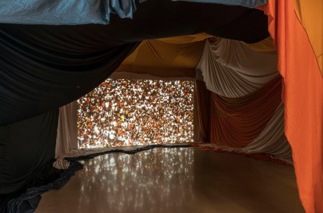 Stephen Dean  Volta, 2002-2003  DVD video projection  9:00 min.   Edition of 8  installation view at Perez Art Museum, Miami, 2018, The World&rsquo;s Game: F&uacute;tbol and Contemporary Art