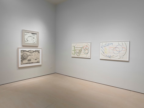 Installation views of &quot;Al Held: Works on Paper, 1960 - 1989,&quot; at McClain Gallery, September 2024. Photos by Tom Dubrock