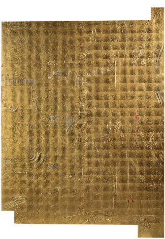 Christian Eckart A.A.Z. #8, 1986 alkyd resin, gold-leaf and gel on birch plywood 89 x 63 inches