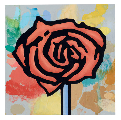 Donald Baechler Imagine Bridges, 2020 acrylic and fabric collage on canvas 24 x 24 inches