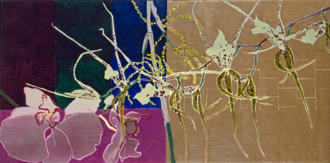 Robert Kushner Two Orchids One Palm, 1997 Oil and acrylic on canvas 30 x 60 inches