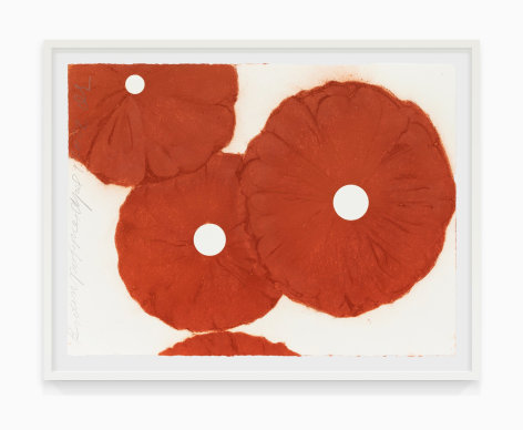 Donald Sultan Brown Poppies, April 1 2022, 2022 conte crayon on paper paper: 22 1/2 x 30 inches frame: 26 x 33 1/2 inches