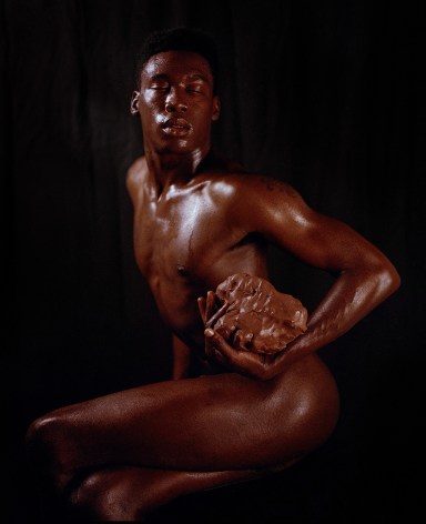 Shikeith Brandon (holding clay), 2020 archival inkjet print on Canson Infinity Platine paper: 36 x 30 inches frame: 36 7/8 x 30 7/8 inches Edition 1 of 5, with 2 APs