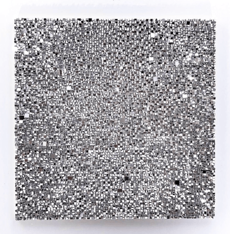 Katsumi Hayakawa  Reflection SQ, 2018  paper and mixed media on wood panel  35 x 35 inches