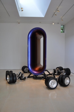 Christian Eckart,  Absurd Vehicle, 2009,  aluminum, steel, stainless steel, rubber with extreme-effect acrylic urethane, powder-coated and chromed components,  132 x 160 x 160 inches