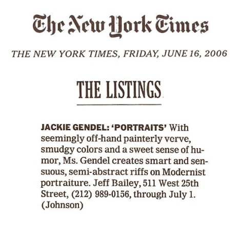 The Listings: Jackie Gendel: Portraits