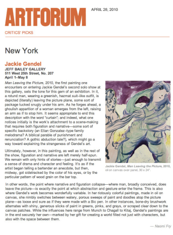 Critics Picks: Jackie Gendel