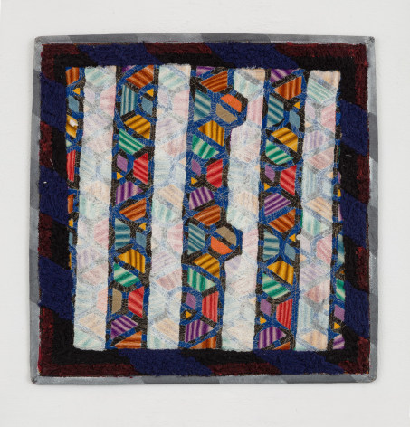 Abstract sewn and painted square work