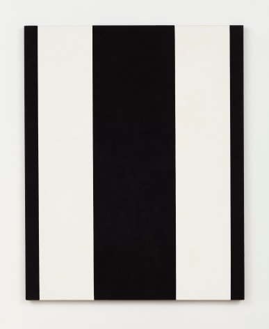 rectangular painting with two vertical white stripes and three vertical black stripes