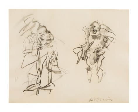 an abstract gestural drawing of two figures