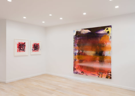 installation view of two prints and a painting