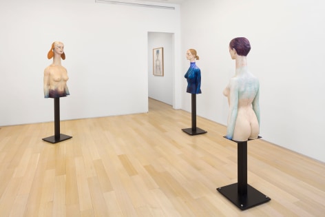 installation view of figurative sculptures