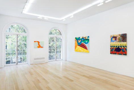 installation view of watercolor in a white room