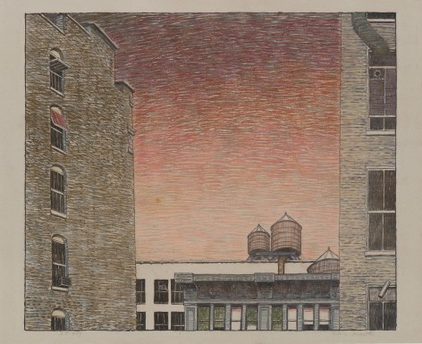 22nd Street, AP 23, 1974. Lithograph with hand-colored pastel 19 x 22 1/4 inches (image); 20 5/8 x 25 1/4 inches (paper)