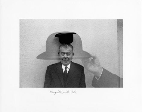 Duane Michals, Magritte with Hat, 1965. Gelatin silver print, 14 1/2 x 22 inches