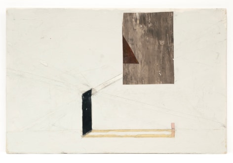 Mernet Larsen, Trying to Think, 1996. Tracing paper, spackling compound, acrylic and pencil on an 1/8 inch thick wood panel, 8 x 11 3/4 inches