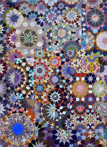 Joyce Kozloff, Paris and Brooklyn, 2015. Mixed media on canvas 36 1/2 x 26 5/8 inches