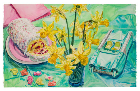 Jelly Roll and Car, 1988. Watercolor on paper, 20 3/4 x 40 3/4 inches