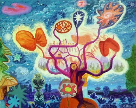Lasso the Sky, 2024 Acrylic on board 11 x 14 inches