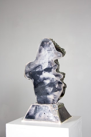 Leah Tacha, Midnight Profile, 2019, Ceramic with digital decals, 21 x 11 x 9 inches
