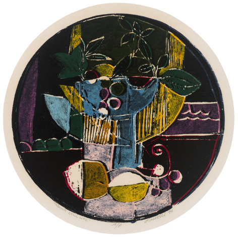 David Driskell Round Still Life, AP, 1974 Color woodcut 13 inches (diameter)