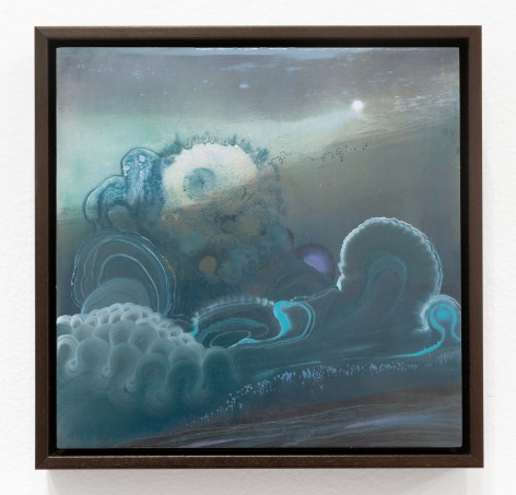 Darren Waterston, Cyclops and Waves, 2022. Oil on wood panel, 9 x 9 inches