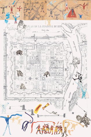 Boys' Art #15: The Citadel of Hu&eacute;, 2001-02 Mixed media on paper 16 3/4 x 11 3/8 inches
