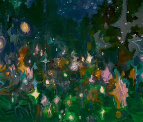 Forest Well Fireflies, 2023 Oil on linen 36 x 42 inches