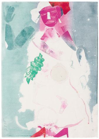 Blues Singer, 1981. Monotype and collage on paper, 41 1/2 x 29 1/2 inches