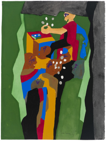 Jacob Lawrence Games - Tossing Coins, 1999  Gouache on paper 24 x 18 inches