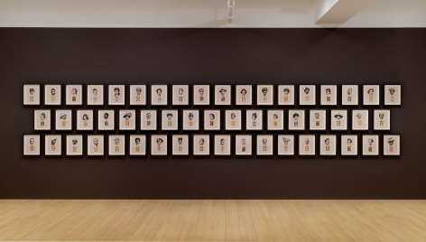 Whitfield Lovell The Card Pieces, 2018-2022 Fifty-three charcoal pencil on paper with attached playing card 12 x 9 inches (each)