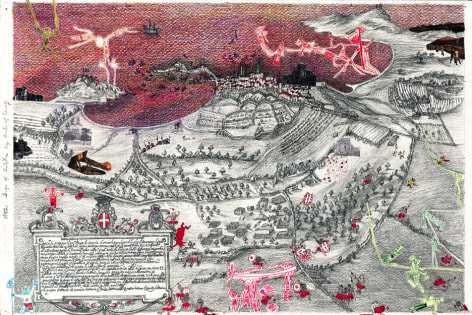 Boys&#039; Art #24: Siege of Antibes, 1592, 2001-02, Mixed media on paper