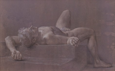 Paul Cadmus Male Nude NM16, 1965 Crayon on hand-toned paper 19 1/4 x 24 3/4 inches