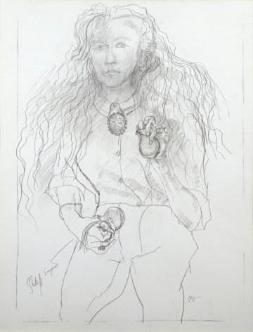 Philip Evergood Woman with Castanets, 1965 Pencil on paper 28 x 22 inches