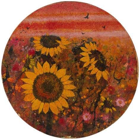 Walter Williams Sunflowers, c. 1975-76 Oil on board 15 3/4 inches (diameter)