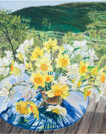 Daffodils and Spring Trees, 1988. Oil on linen, 60 x 48 inches