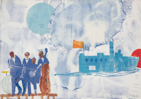 Romare Bearden Riverboat Musicians, 1984 Monotype on paper 29 x 41 inches