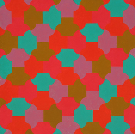 George Woodman, A Gentle Tessellation, 1970. Acrylic on canvas, 48 x 48 inches