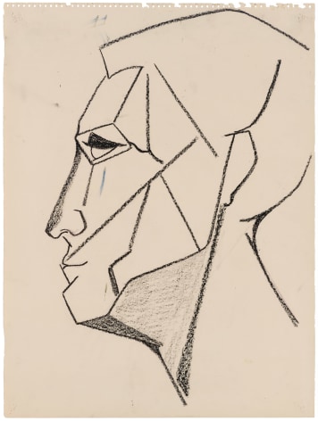 Untitled (Head Study after Bridgman, Profile), 1975 Charcoal on paper 24 x 18 inches