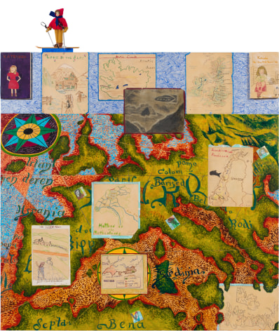 Katrinka, 2017 Acrylic, collage, and found object on canvas 62 1/2 x 54 x 3 1/2 inches