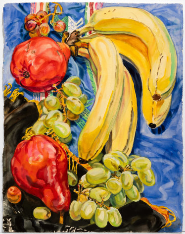 Red Pears, Bananas, and Grapes, 1989. Watercolor and pencil on paper, 30 x 22 3/4 inches