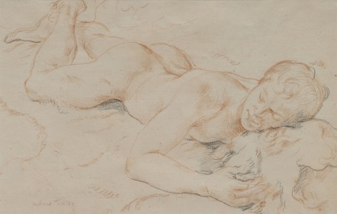 Reclining Nude NM137, c. 1974, Crayon on paper