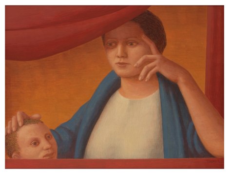 George Tooker Woman and Child, 2000 Egg tempera on gesso panel 17 1/4 x 23 inches