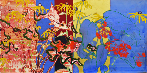 Summer Garden Inside/Outside, 2011, Oil, acrylic, and gold leaf on canvas