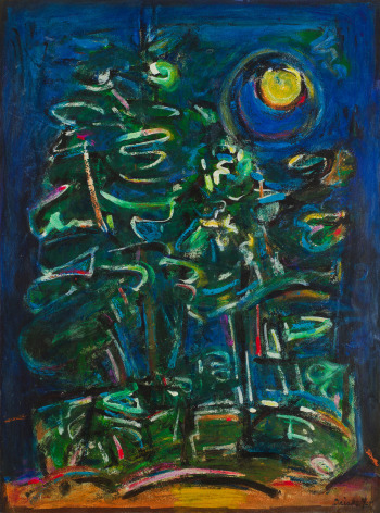 David Driskell, Island Trees at Night, 2008. Acrylic on paper, 30 x 22 3/8 inches