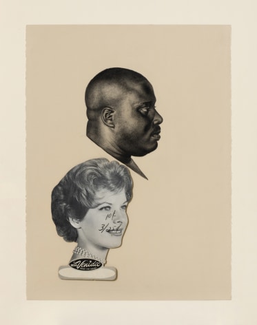 Kin XLVII (Rimshot), 2011 Cont&eacute; on paper, cardboard display advertisement 30 x 22 1/2 x 1/4 inches